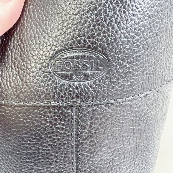 Fossil Black Pebbled Leather Riding Boots Knee High Boots Old Money Size 10 - Picture 5 of 9